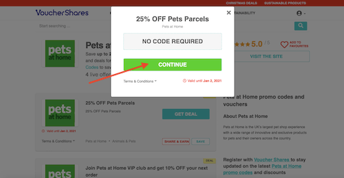 Go to the Pets at Home website