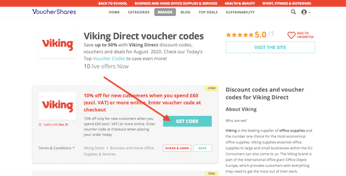 Viking Direct voucher codes page